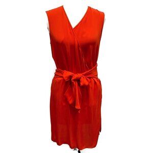 Diane Von Furstenberg Red Silk Faux Wrap Dress